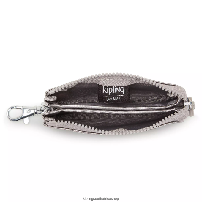 Accessories Creativity Mini Pouch Metallic Keychain 4ZZH609 Kipling Women Smooth Silver Metallic