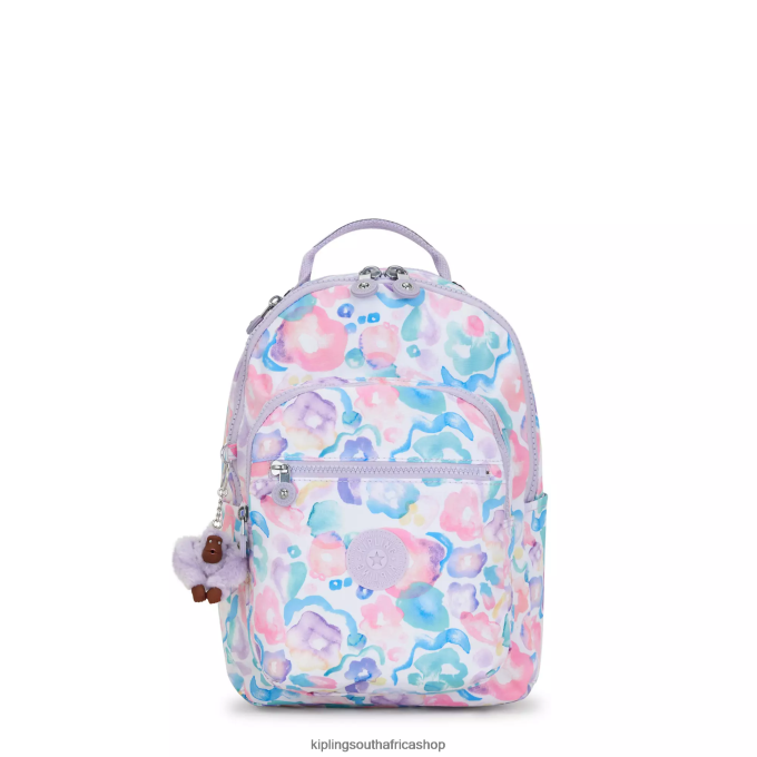 "Bags" Seoul Small Printed Tablet Backpack 4ZZH349 Kipling Women Aqua Flowers