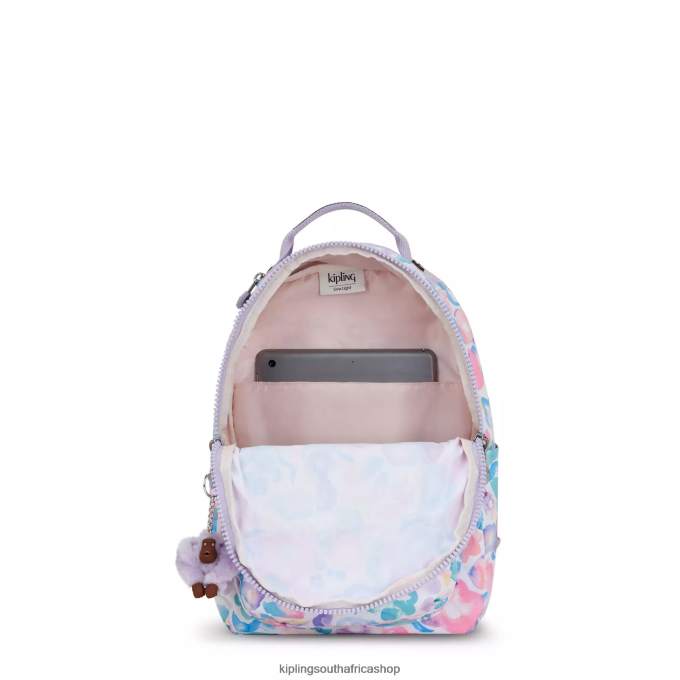 \"Bags\" Seoul Small Printed Tablet Backpack 4ZZH349 Kipling Women Aqua Flowers