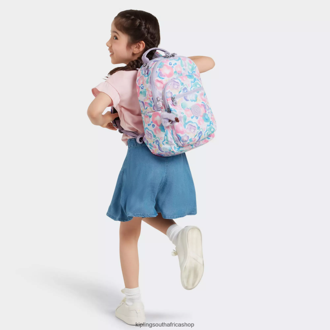 \"Bags\" Seoul Small Printed Tablet Backpack 4ZZH349 Kipling Women Aqua Flowers