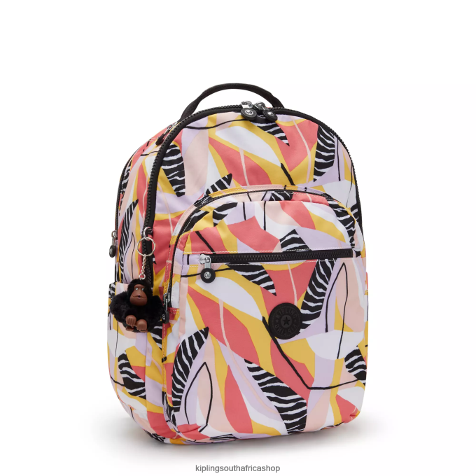 \"Bags\" Seoul Extra Large Printed 17\" Laptop Backpack 4ZZH454 Kipling Women Abstract Leave