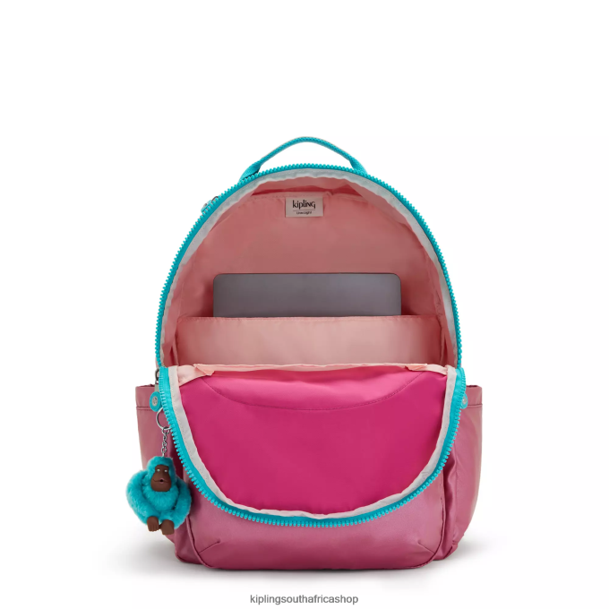 \"Bags\" Seoul Large Metallic 15\" Laptop Backpack 4ZZH459 Kipling Women Fresh Pink Metallic