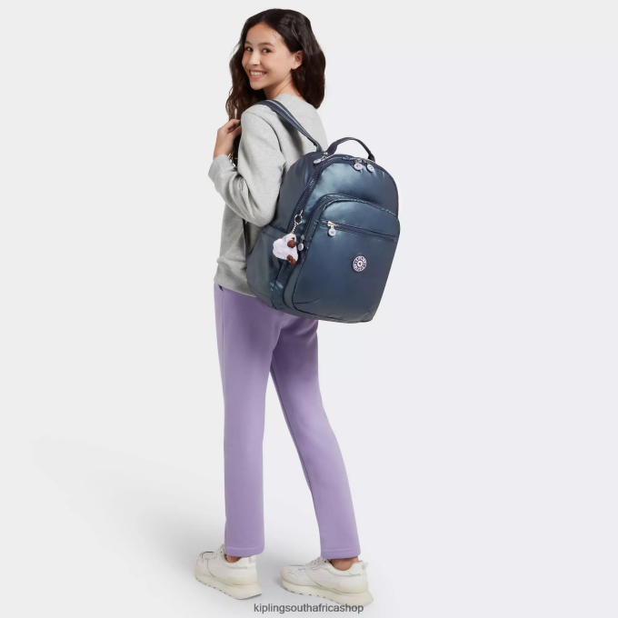 \"Bags\" Seoul Large Metallic 15\" Laptop Backpack 4ZZH460 Kipling Women Admiral Blue