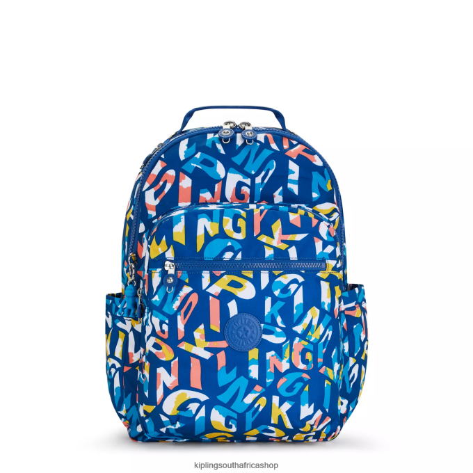 "Bags" Seoul Large Printed 15" Laptop Backpack 4ZZH344 Kipling Women Neon