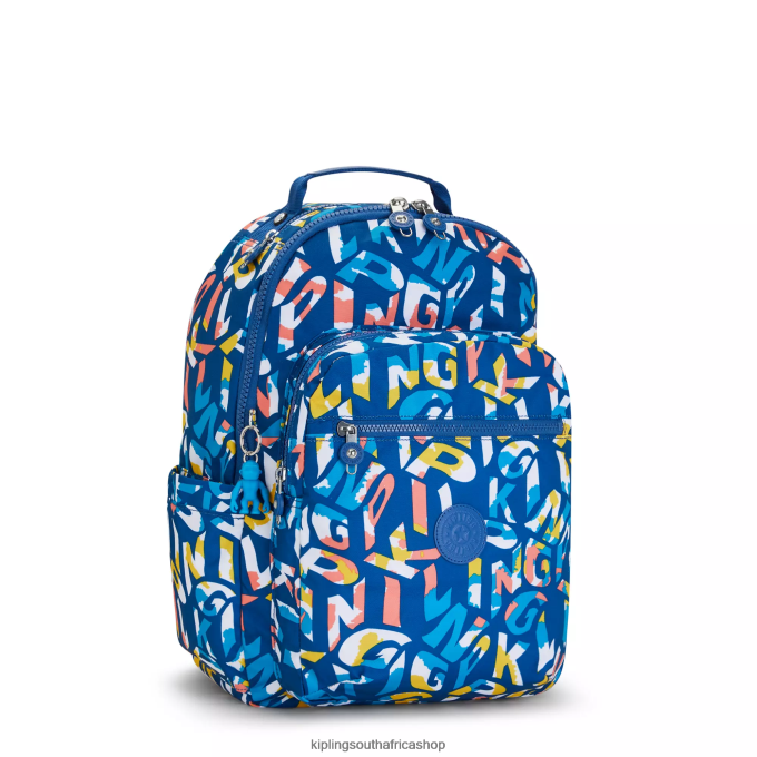\"Bags\" Seoul Large Printed 15\" Laptop Backpack 4ZZH344 Kipling Women Neon