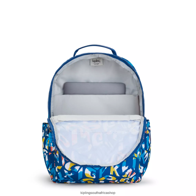 \"Bags\" Seoul Large Printed 15\" Laptop Backpack 4ZZH344 Kipling Women Neon