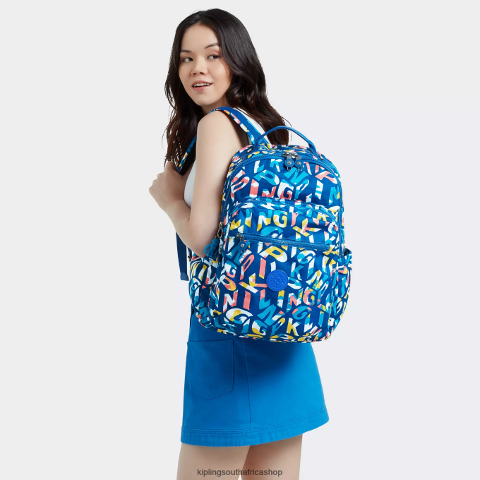 \"Bags\" Seoul Large Printed 15\" Laptop Backpack 4ZZH344 Kipling Women Neon