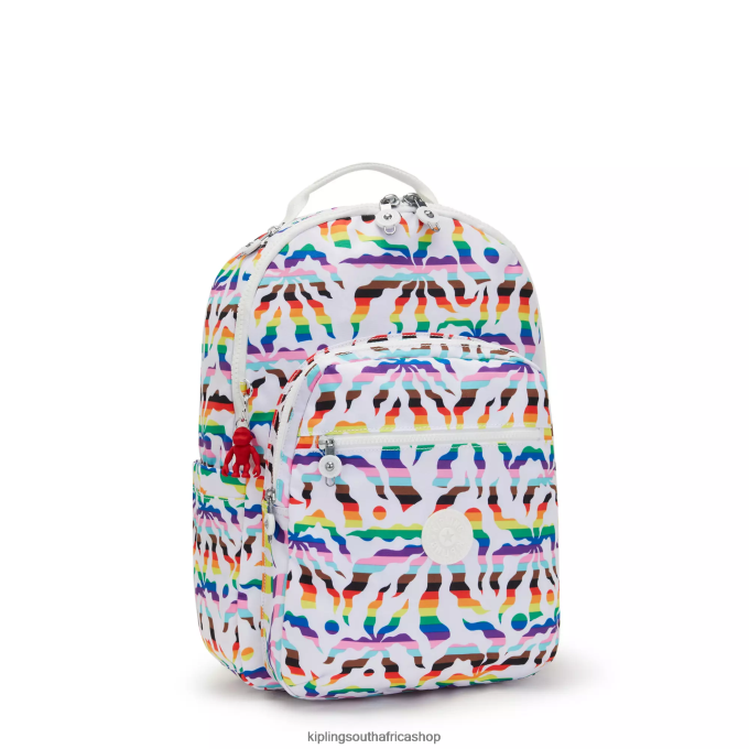 \"Bags\" Seoul Large Printed 15\" Laptop Backpack 4ZZH345 Kipling Women Rainbow Palm