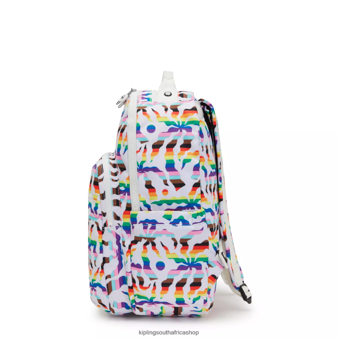 \"Bags\" Seoul Large Printed 15\" Laptop Backpack 4ZZH345 Kipling Women Rainbow Palm