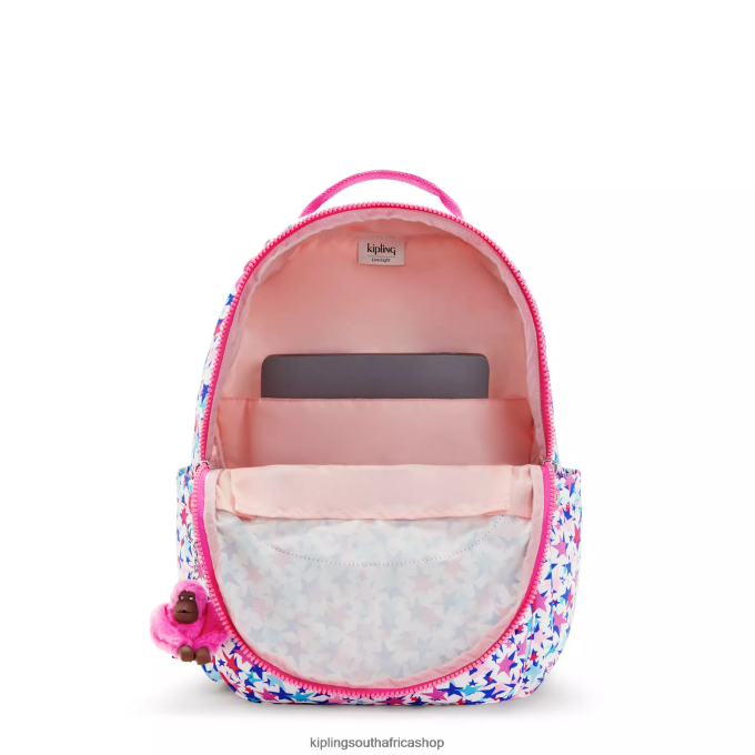 \"Bags\" Seoul Large Printed 15\" Laptop Backpack 4ZZH462 Kipling Women Poppy Stars
