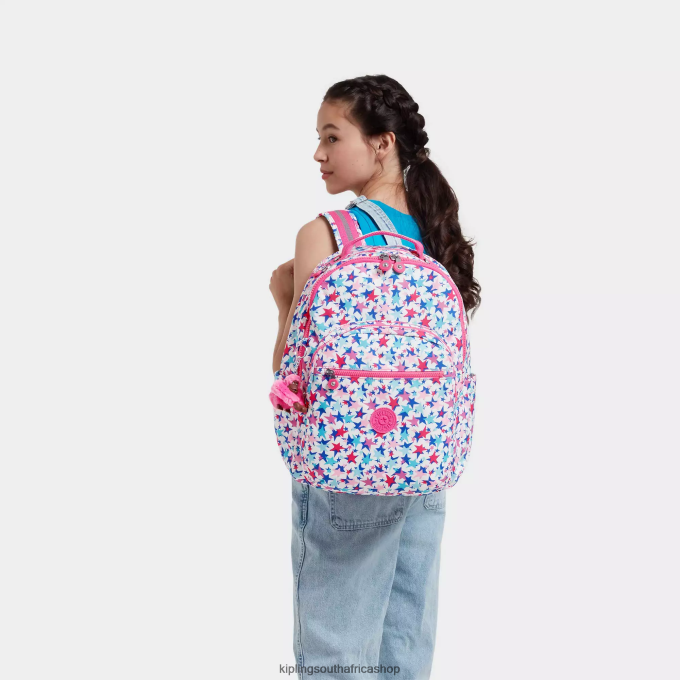 \"Bags\" Seoul Large Printed 15\" Laptop Backpack 4ZZH462 Kipling Women Poppy Stars
