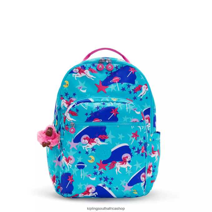 "Bags" Seoul Large Printed 15" Laptop Backpack 4ZZH463 Kipling Women Space Unicorns