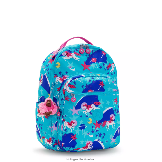 \"Bags\" Seoul Large Printed 15\" Laptop Backpack 4ZZH463 Kipling Women Space Unicorns