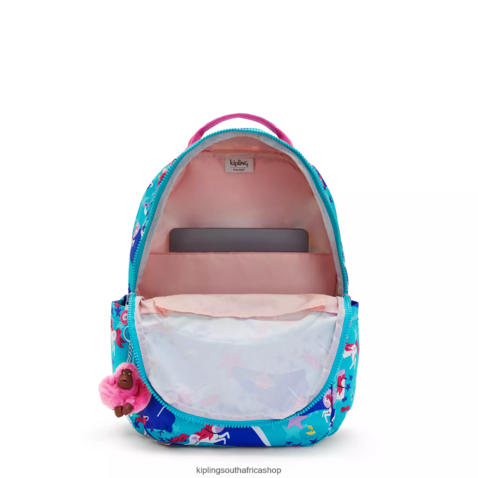 \"Bags\" Seoul Large Printed 15\" Laptop Backpack 4ZZH463 Kipling Women Space Unicorns