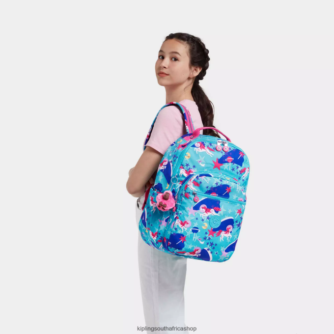 \"Bags\" Seoul Large Printed 15\" Laptop Backpack 4ZZH463 Kipling Women Space Unicorns