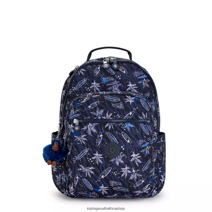 "Bags" Seoul Large Printed 15" Laptop Backpack 4ZZH464 Kipling Women Surf Sea Print