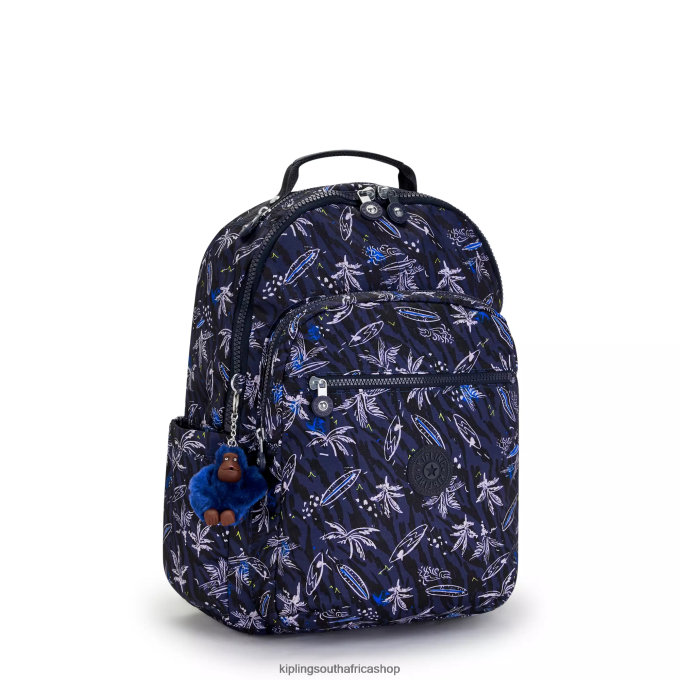 \"Bags\" Seoul Large Printed 15\" Laptop Backpack 4ZZH464 Kipling Women Surf Sea Print