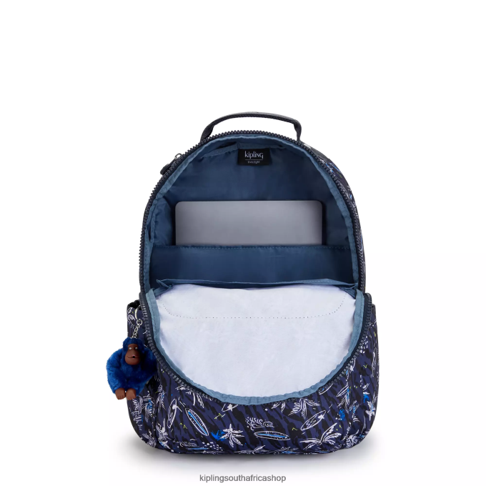 \"Bags\" Seoul Large Printed 15\" Laptop Backpack 4ZZH464 Kipling Women Surf Sea Print