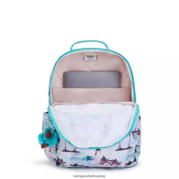 \"Bags\" Seoul Large Printed 15\" Laptop Backpack 4ZZH465 Kipling Women Shadow Palm Print