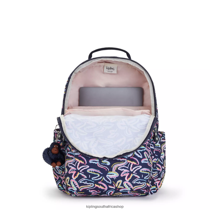 \"Bags\" Seoul Large Printed 15\" Laptop Backpack 4ZZH466 Kipling Women Palm Fiesta Print