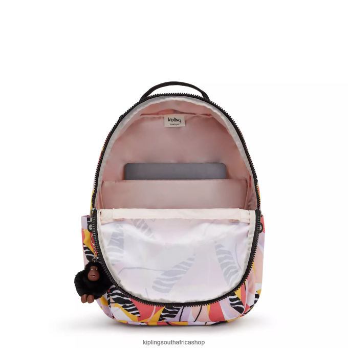 \"Bags\" Seoul Large Printed 15\" Laptop Backpack 4ZZH468 Kipling Women Abstract Leave