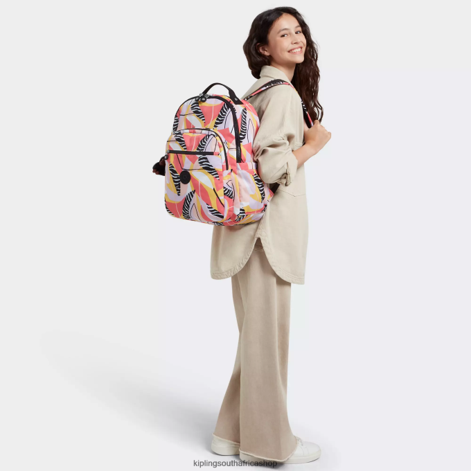 \"Bags\" Seoul Large Printed 15\" Laptop Backpack 4ZZH468 Kipling Women Abstract Leave