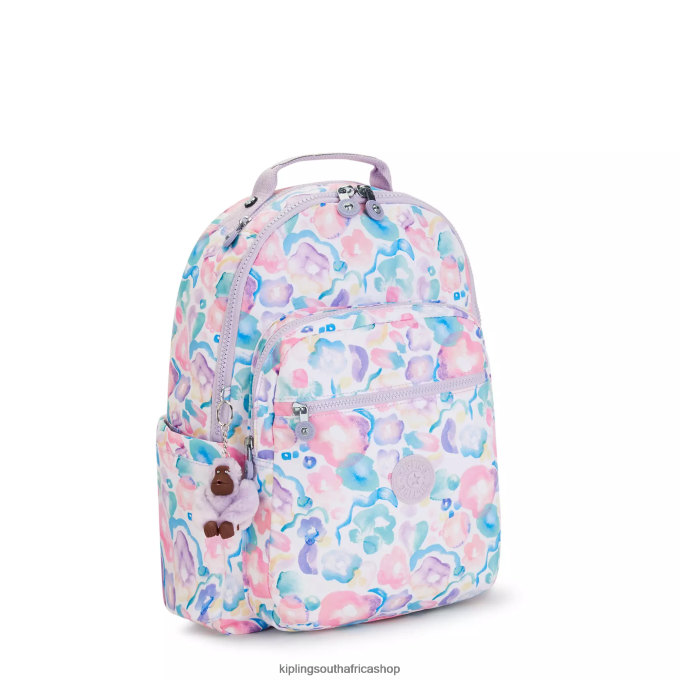 \"Bags\" Seoul Large Printed 15\" Laptop Backpack 4ZZH469 Kipling Women Aqua Flowers