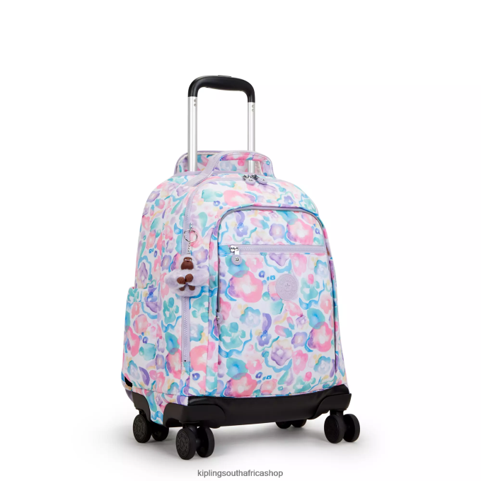 \"Bags\" New Zea 15\" Printed Laptop Rolling Backpack 4ZZH491 Kipling Women Aqua Flowers