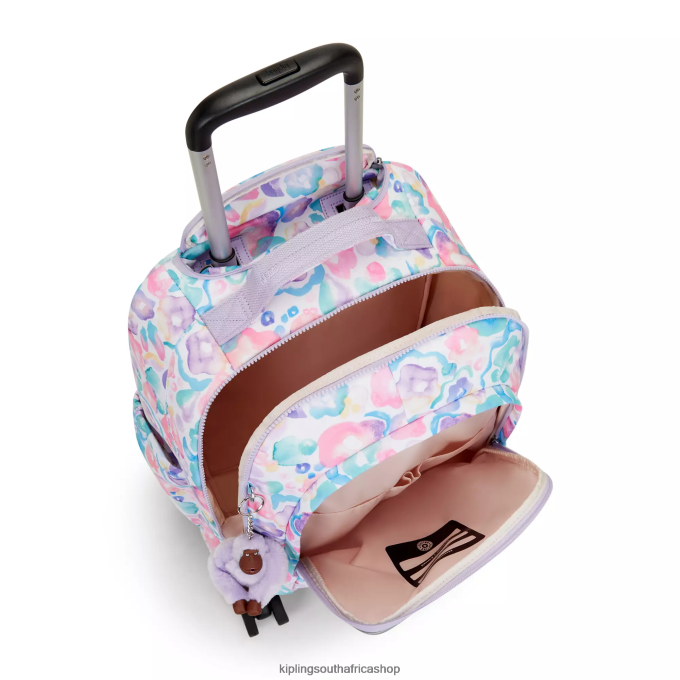\"Bags\" New Zea 15\" Printed Laptop Rolling Backpack 4ZZH491 Kipling Women Aqua Flowers